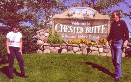 Cathy and John near sign for Crested Butte